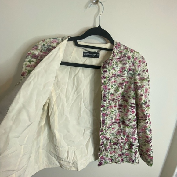 Dolce & Gabbana Silk Printed Rouged Floral Jacket Pink White sz 40 - Picture 11 of 12